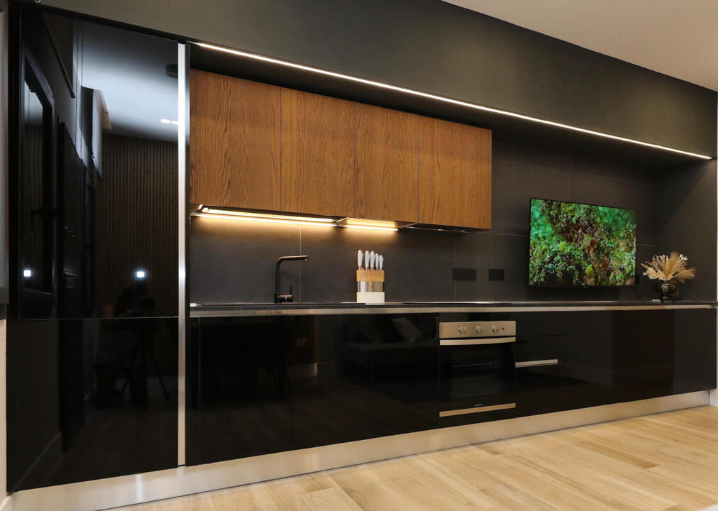Fully equipped custom CREO kitchen designed for effortless cooking and modern living.